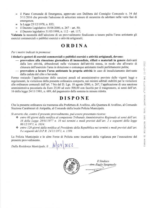 Ordinanza n° 1014 del Comune di Atripalda. Pagina 2